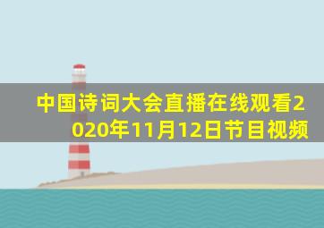 中国诗词大会直播在线观看2020年11月12日节目视频