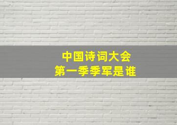 中国诗词大会第一季季军是谁