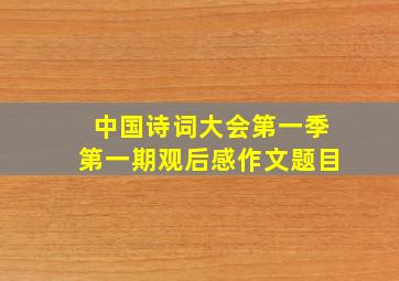 中国诗词大会第一季第一期观后感作文题目