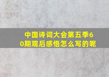 中国诗词大会第五季60期观后感悟怎么写的呢