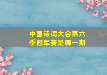 中国诗词大会第六季冠军赛是哪一期