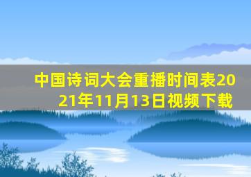 中国诗词大会重播时间表2021年11月13日视频下载