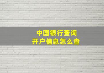 中国银行查询开户信息怎么查