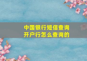 中国银行短信查询开户行怎么查询的