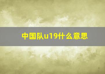 中国队u19什么意思