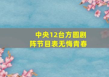 中央12台方圆剧阵节目表无悔青春