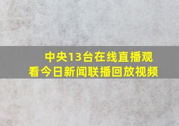 中央13台在线直播观看今日新闻联播回放视频