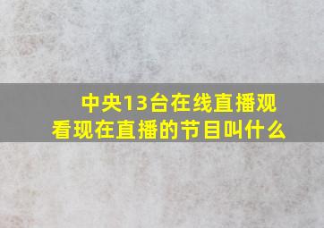 中央13台在线直播观看现在直播的节目叫什么