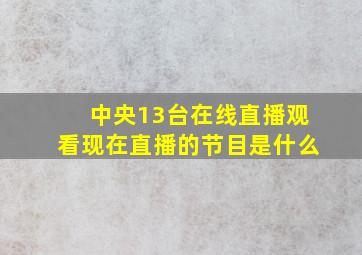 中央13台在线直播观看现在直播的节目是什么