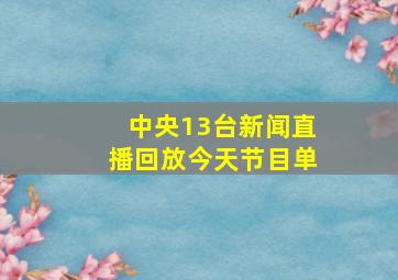 中央13台新闻直播回放今天节目单