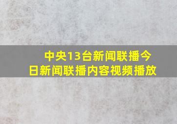 中央13台新闻联播今日新闻联播内容视频播放