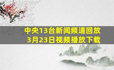 中央13台新闻频道回放3月23日视频播放下载