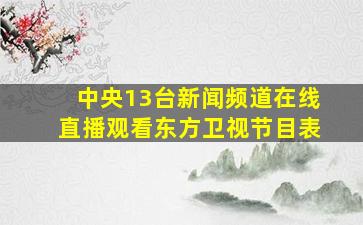 中央13台新闻频道在线直播观看东方卫视节目表