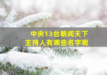 中央13台朝闻天下主持人有哪些名字呢