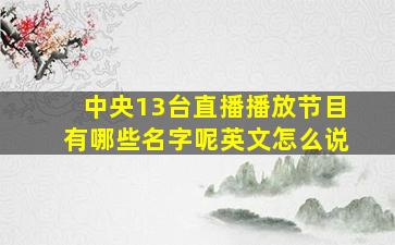 中央13台直播播放节目有哪些名字呢英文怎么说