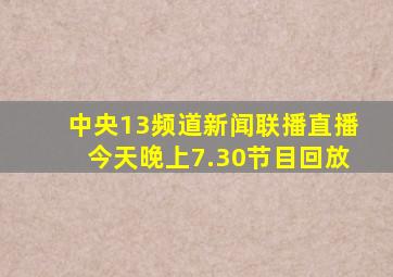 中央13频道新闻联播直播今天晚上7.30节目回放