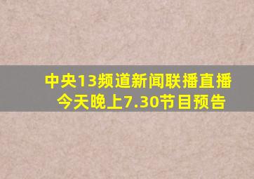 中央13频道新闻联播直播今天晚上7.30节目预告