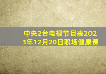 中央2台电视节目表2O23年12月20日职场健康课