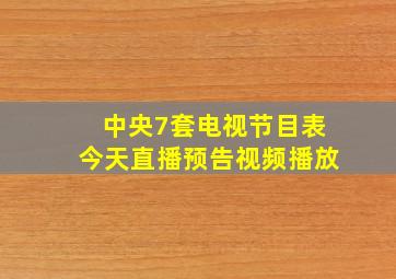 中央7套电视节目表今天直播预告视频播放