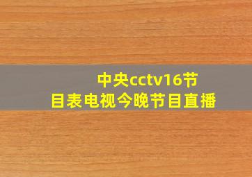 中央cctv16节目表电视今晚节目直播