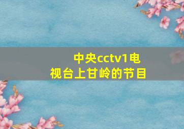 中央cctv1电视台上甘岭的节目