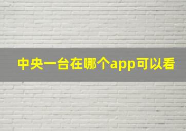 中央一台在哪个app可以看