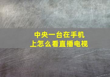 中央一台在手机上怎么看直播电视