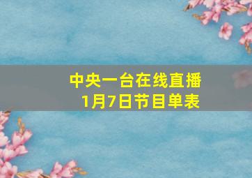 中央一台在线直播1月7日节目单表