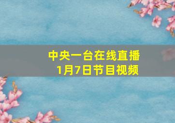 中央一台在线直播1月7日节目视频