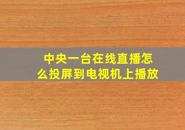 中央一台在线直播怎么投屏到电视机上播放