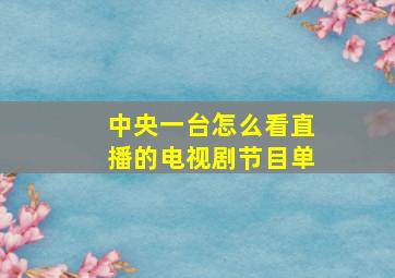 中央一台怎么看直播的电视剧节目单