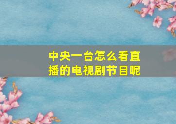 中央一台怎么看直播的电视剧节目呢