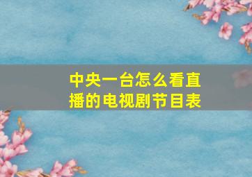 中央一台怎么看直播的电视剧节目表