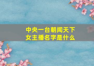 中央一台朝闻天下女主播名字是什么