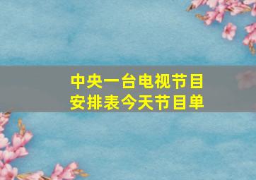 中央一台电视节目安排表今天节目单