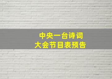 中央一台诗词大会节目表预告