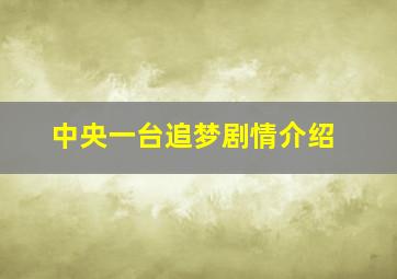 中央一台追梦剧情介绍