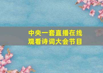 中央一套直播在线观看诗词大会节目