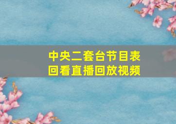 中央二套台节目表回看直播回放视频