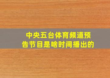 中央五台体育频道预告节目是啥时间播出的