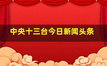 中央十三台今日新闻头条