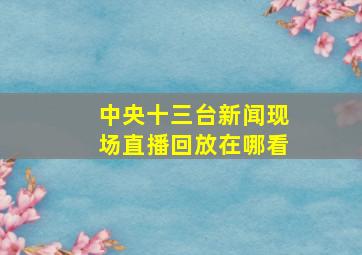 中央十三台新闻现场直播回放在哪看