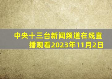 中央十三台新闻频道在线直播观看2023年11月2日