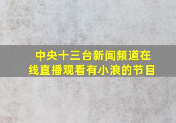 中央十三台新闻频道在线直播观看有小浪的节目