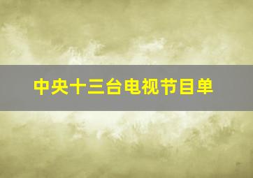 中央十三台电视节目单