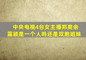 中央电视4台女主播郑爽余露颖是一个人吗还是双胞姐妹