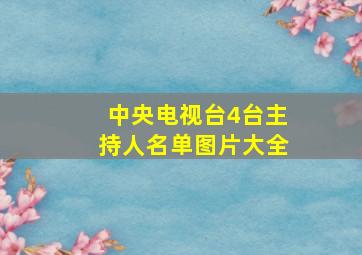 中央电视台4台主持人名单图片大全