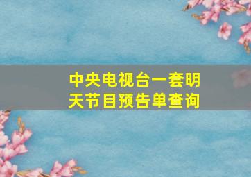 中央电视台一套明天节目预告单查询