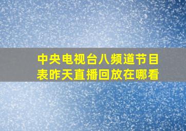 中央电视台八频道节目表昨天直播回放在哪看