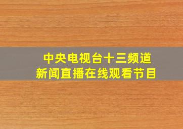 中央电视台十三频道新闻直播在线观看节目